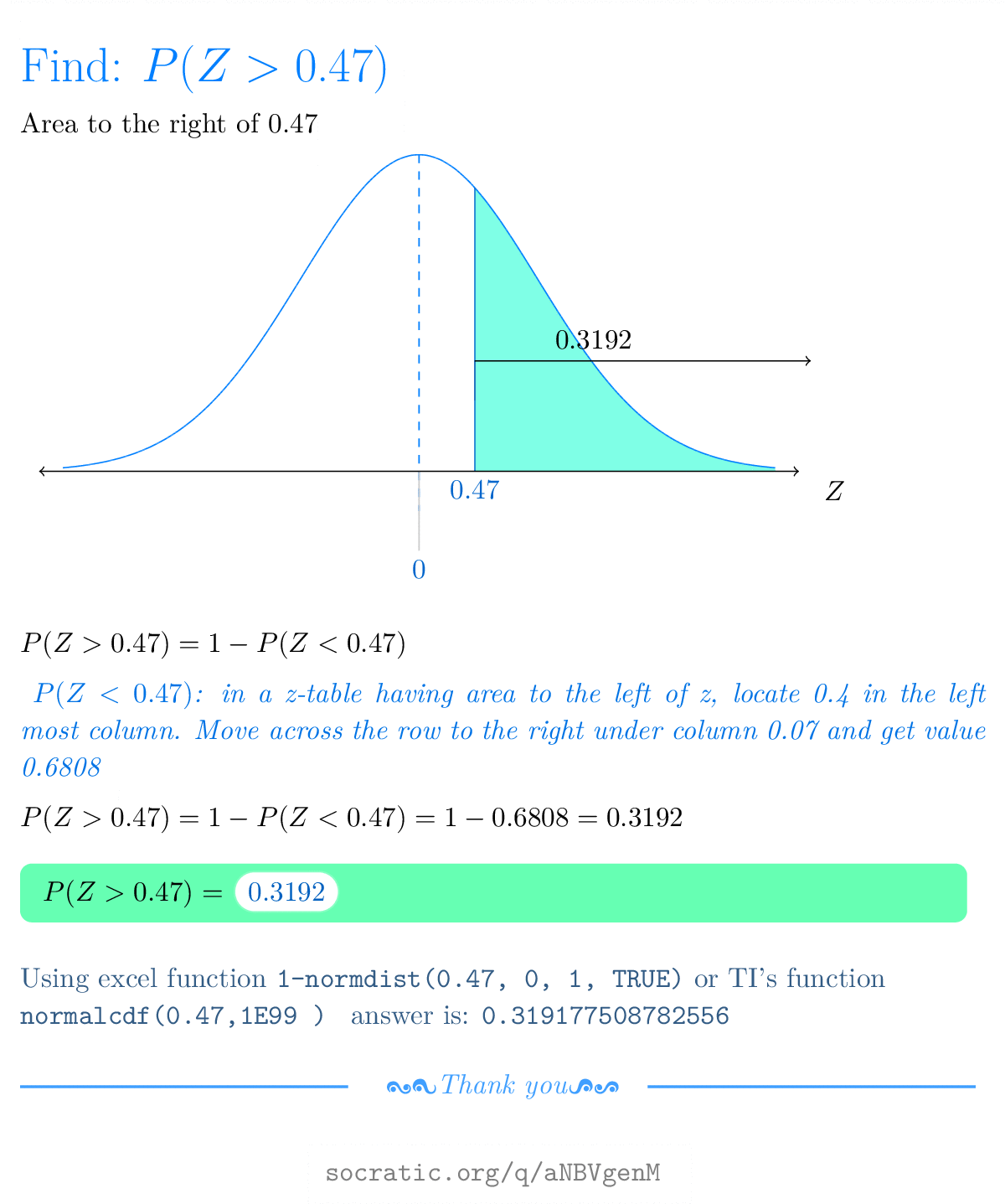 Given that Z is a standard normal random variable find the